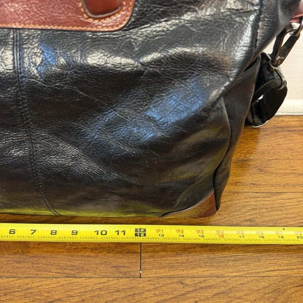 Vintage Samsonite Black Leather Travel Business Tote Bag With Shoulder Strap